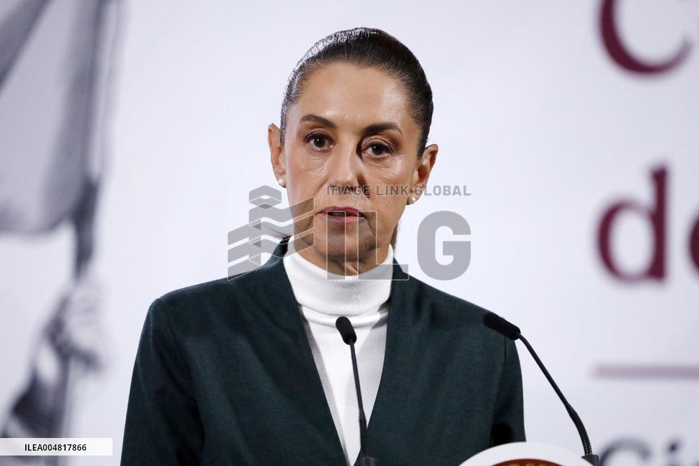 Mexican President Claudia Sheinbaum Holds Briefing Conference - Mexico