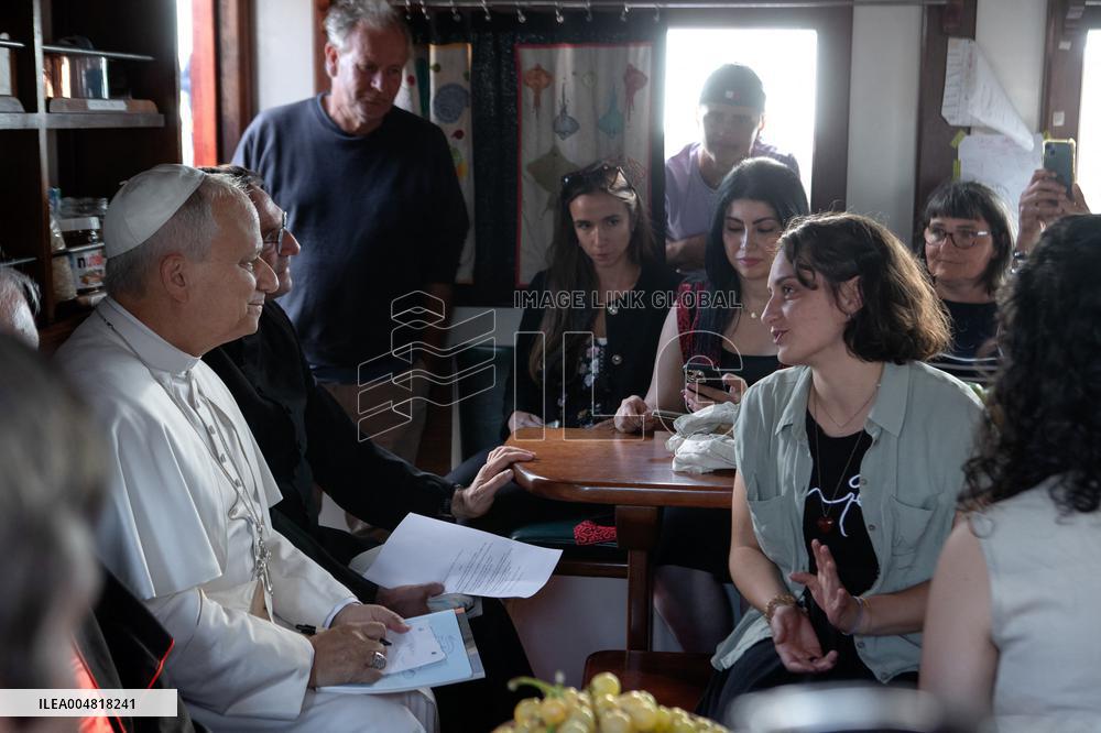 Pope Leo XIV Visits The Med 25 Bel Espoir Peace Training Ship - Italy