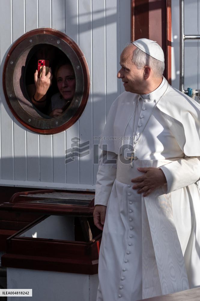 Pope Leo XIV Visits The Med 25 Bel Espoir Peace Training Ship - Italy
