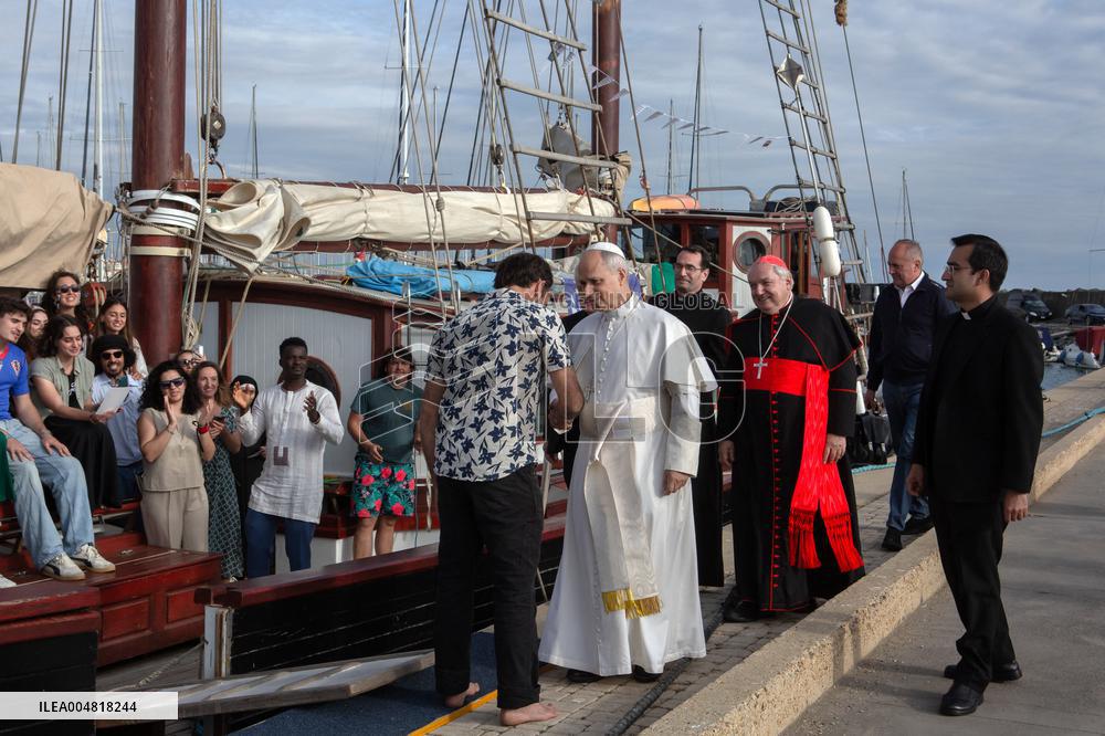 Pope Leo XIV Visits The Med 25 Bel Espoir Peace Training Ship - Italy