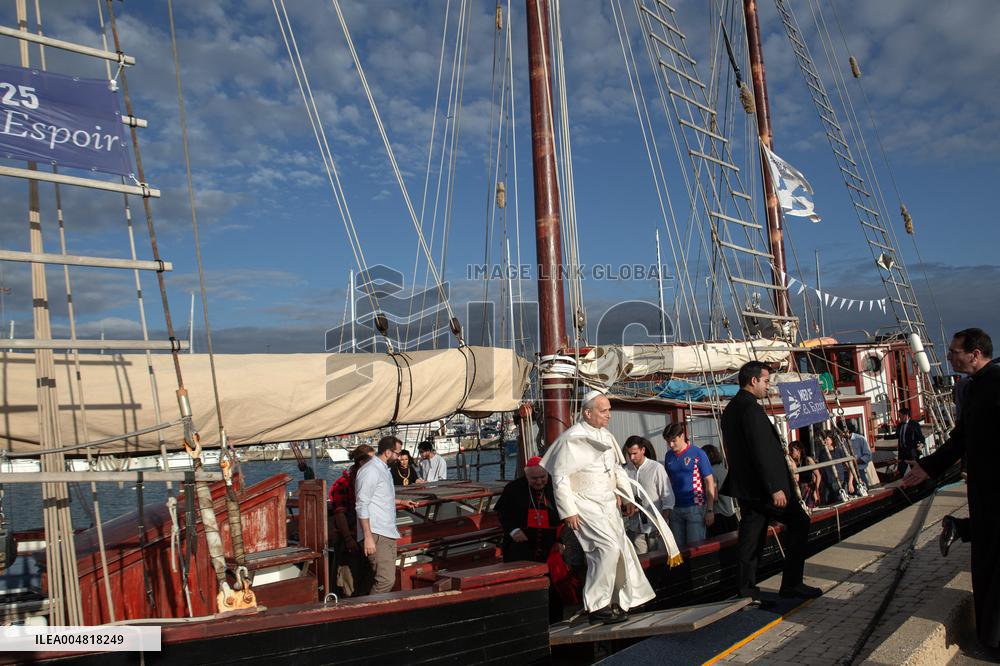Pope Leo XIV Visits The Med 25 Bel Espoir Peace Training Ship - Italy