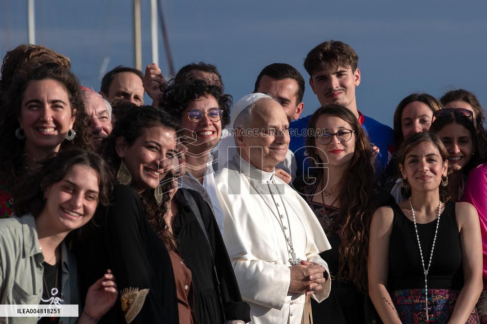 Pope Leo XIV Visits The Med 25 Bel Espoir Peace Training Ship - Italy