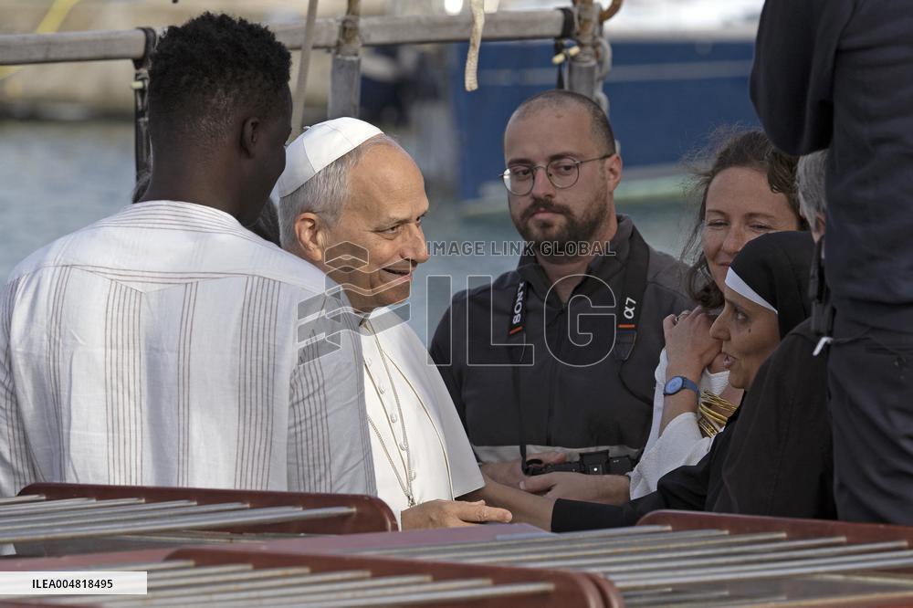 Pope Leo XIV Visits The Med 25 Bel Espoir Peace Training Ship - Italy