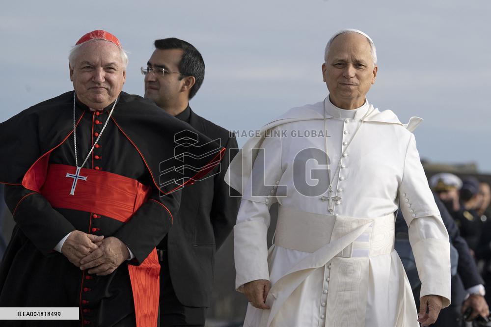 Pope Leo XIV Visits The Med 25 Bel Espoir Peace Training Ship - Italy