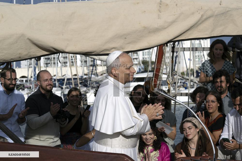 Pope Leo XIV Visits The Med 25 Bel Espoir Peace Training Ship - Italy