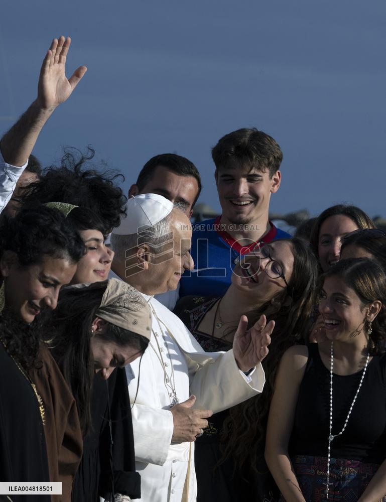 Pope Leo XIV Visits The Med 25 Bel Espoir Peace Training Ship - Italy