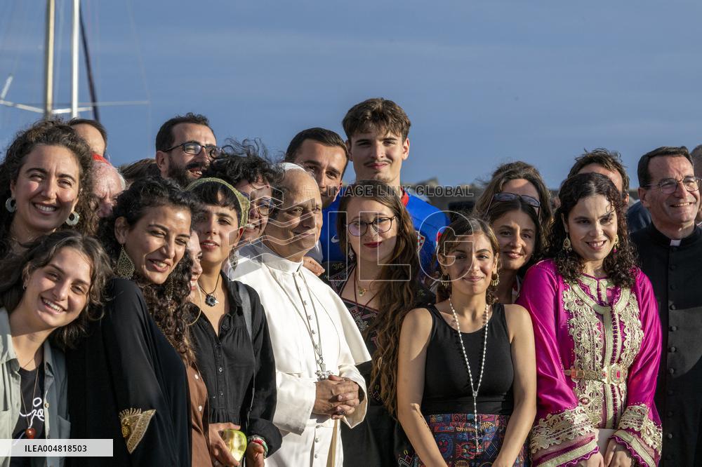 Pope Leo XIV Visits The Med 25 Bel Espoir Peace Training Ship - Italy