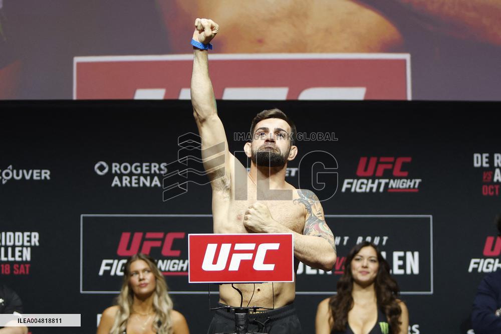 UFC Fight Night Weigh-In Event Ridder vs Allen - Vancouver