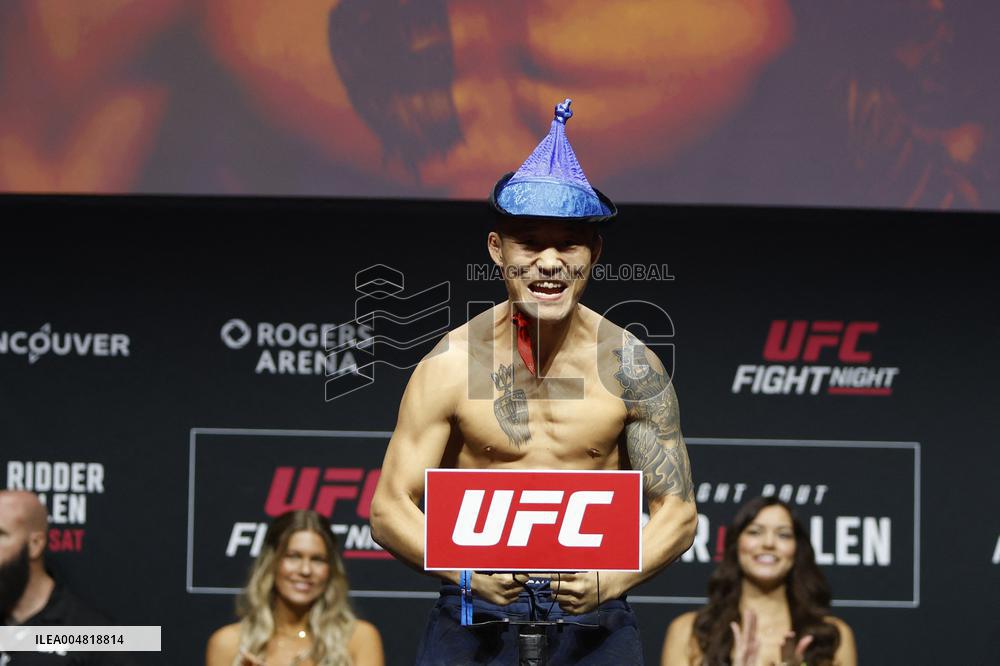 UFC Fight Night Weigh-In Event Ridder vs Allen - Vancouver