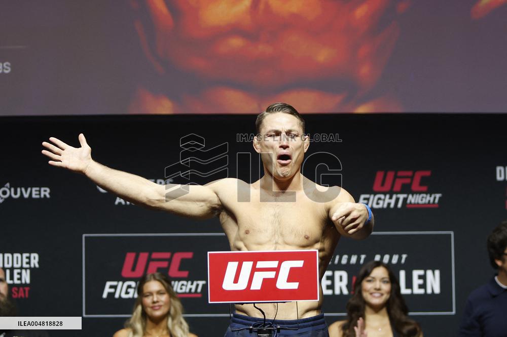 UFC Fight Night Weigh-In Event Ridder vs Allen - Vancouver