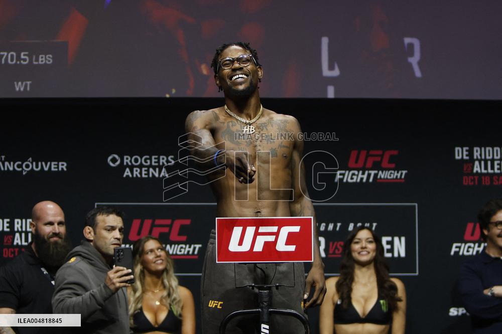 UFC Fight Night Weigh-In Event Ridder vs Allen - Vancouver