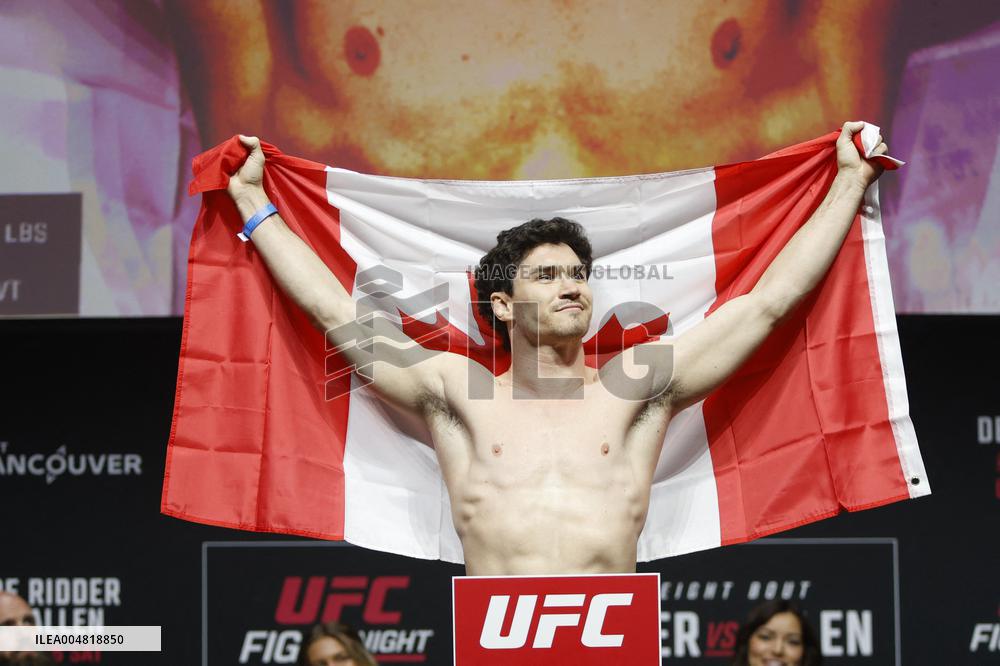 UFC Fight Night Weigh-In Event Ridder vs Allen - Vancouver
