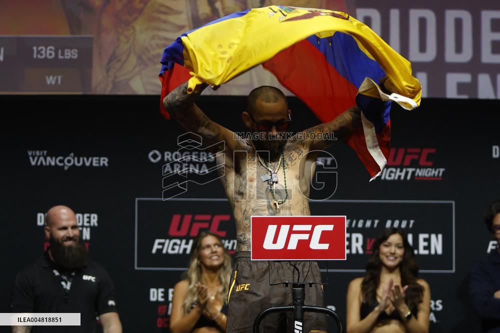 UFC Fight Night Weigh-In Event Ridder vs Allen - Vancouver