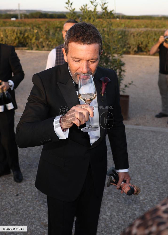 Antonio Banderas Toasts With The Press After The Wedding Of His Daughter - Spain