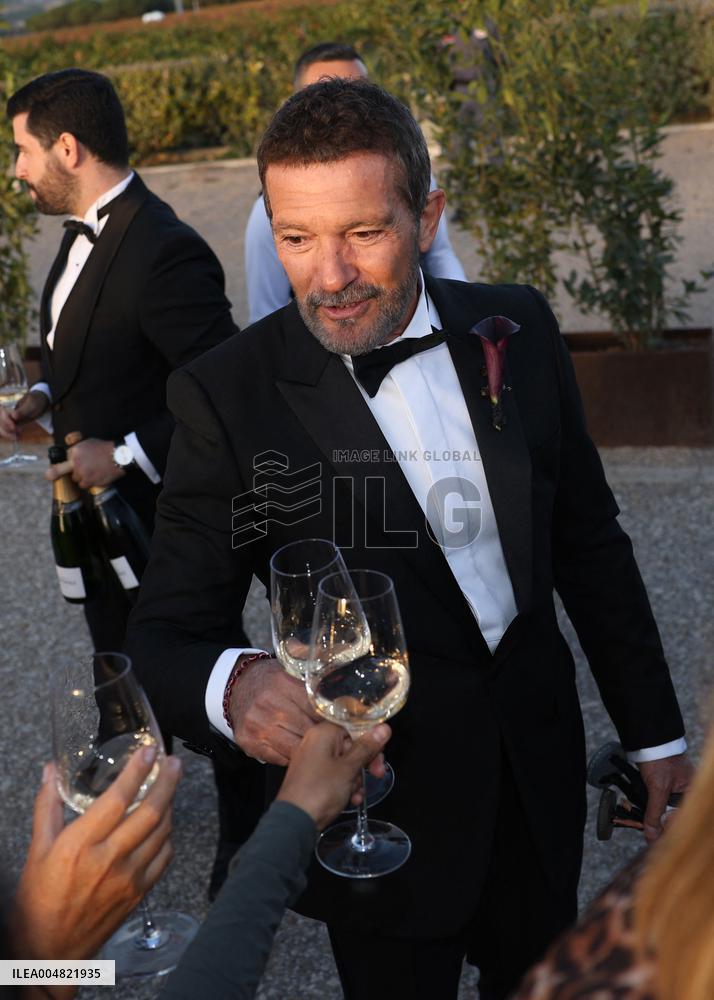 Antonio Banderas Toasts With The Press After The Wedding Of His Daughter - Spain
