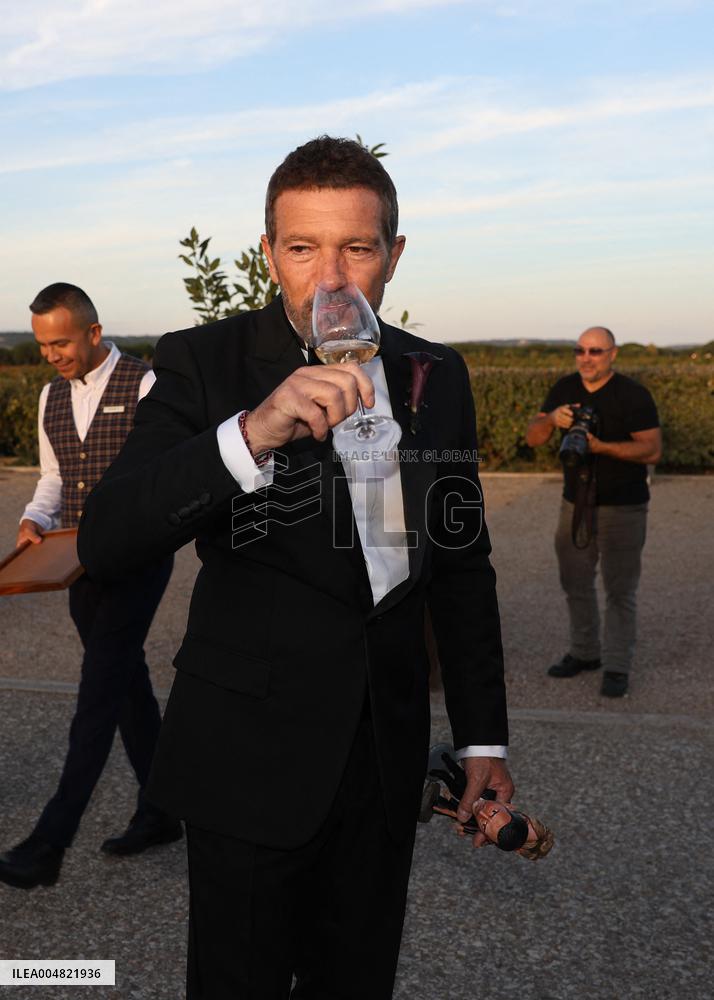 Antonio Banderas Toasts With The Press After The Wedding Of His Daughter - Spain