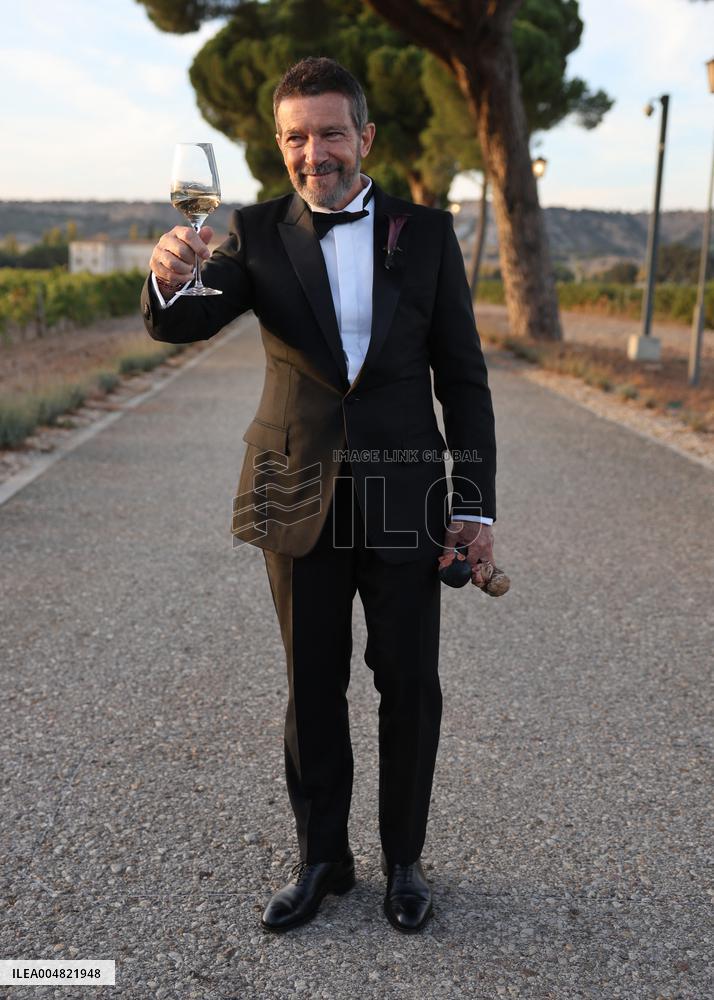 Antonio Banderas Toasts With The Press After The Wedding Of His Daughter - Spain