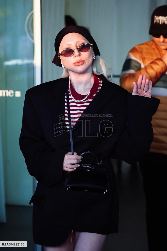 Lady Gaga and Boyfriend Arrive At Linate Airport - Milan