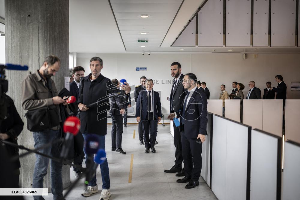 Gerald Darmanin Visits The Nanterre Court Near Paris