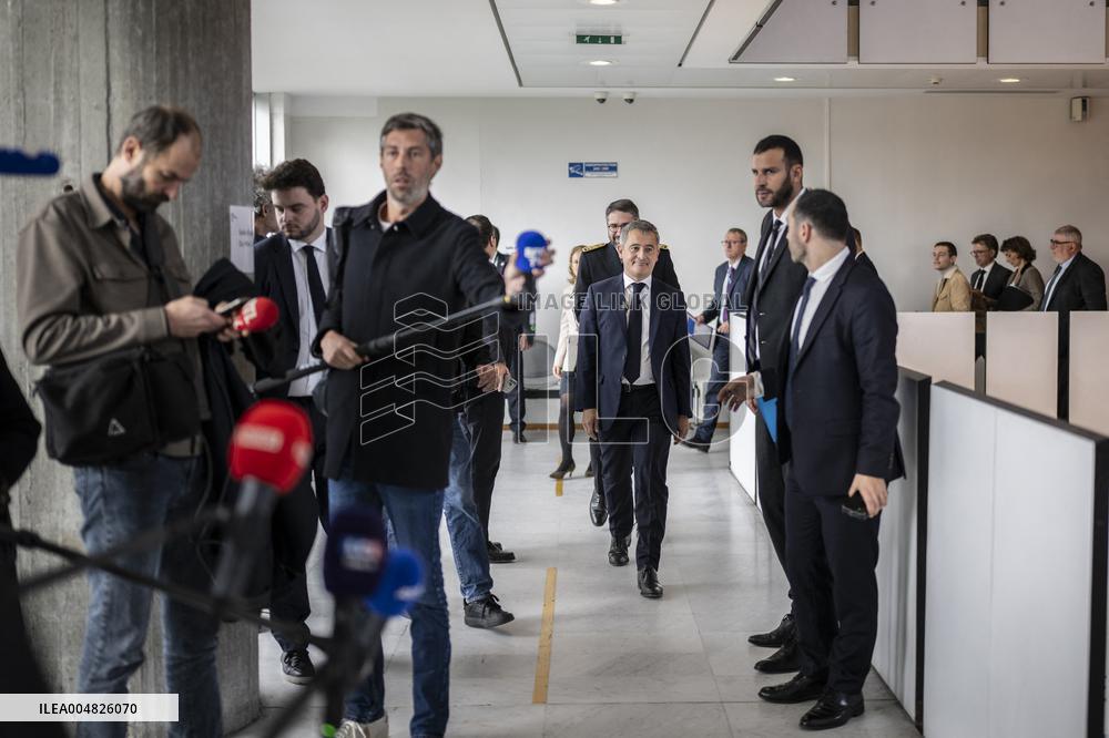 Gerald Darmanin Visits The Nanterre Court Near Paris
