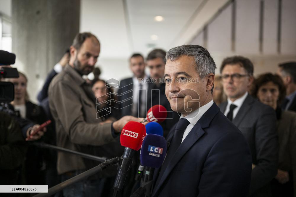 Gerald Darmanin Visits The Nanterre Court Near Paris