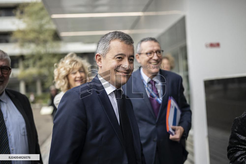 Gerald Darmanin Visits The Nanterre Court Near Paris