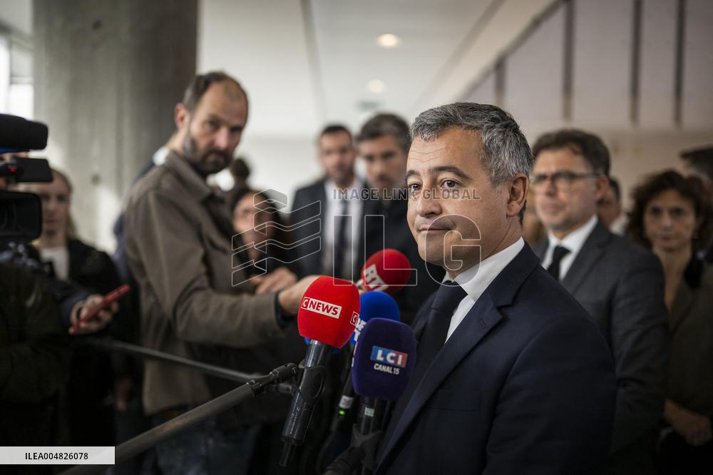Gerald Darmanin Visits The Nanterre Court Near Paris