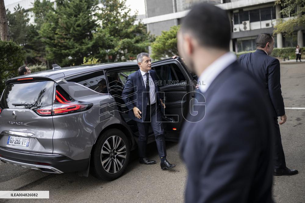Gerald Darmanin Visits The Nanterre Court Near Paris