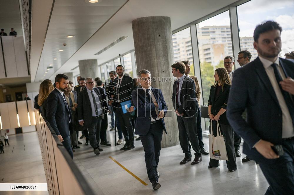 Gerald Darmanin Visits The Nanterre Court Near Paris