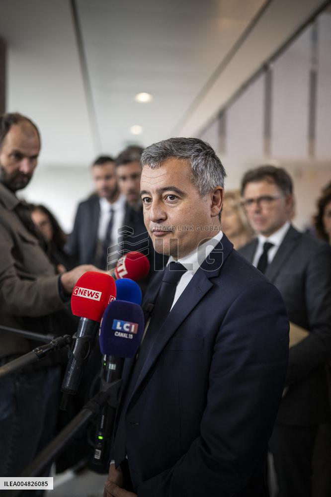 Gerald Darmanin Visits The Nanterre Court Near Paris