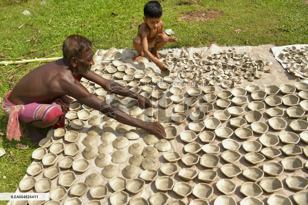 Earthen Lamp Making - India