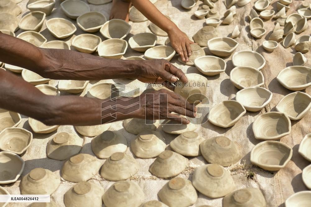 Earthen Lamp Making - India