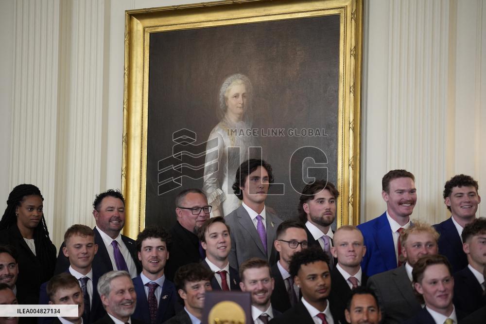 Trump participates in a visit with the LSU and LSU Shreveport Baseball Champions