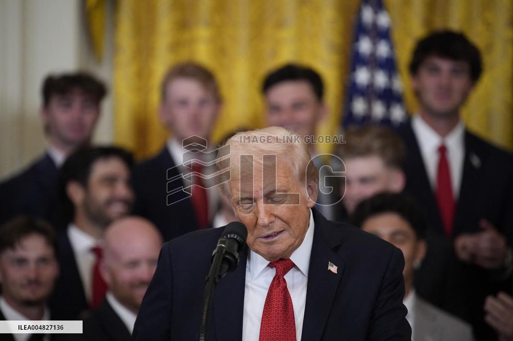 Trump participates in a visit with the LSU and LSU Shreveport Baseball Champions