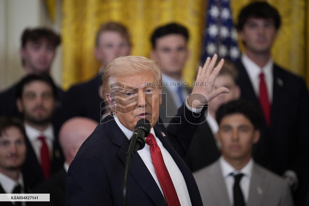 Trump participates in a visit with the LSU and LSU Shreveport Baseball Champions
