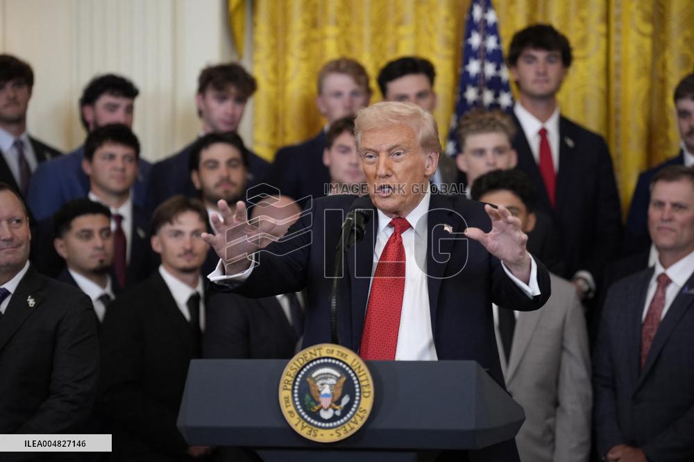 Trump participates in a visit with the LSU and LSU Shreveport Baseball Champions