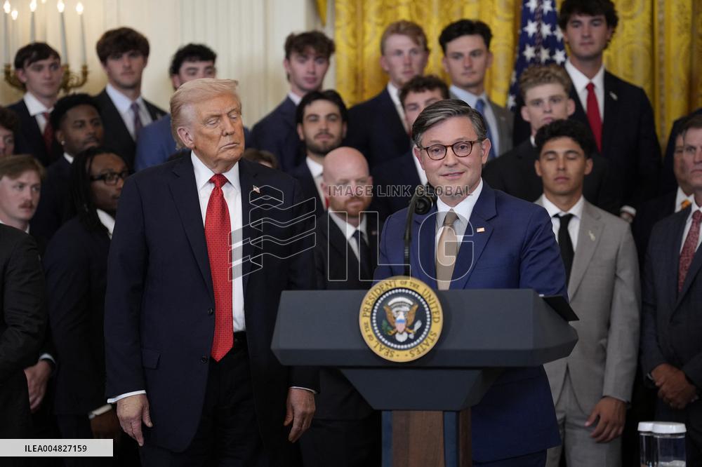 Trump participates in a visit with the LSU and LSU Shreveport Baseball Champions