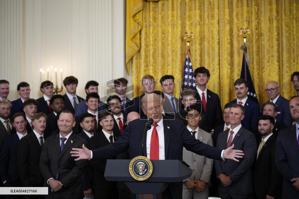 Trump participates in a visit with the LSU and LSU Shreveport Baseball Champions