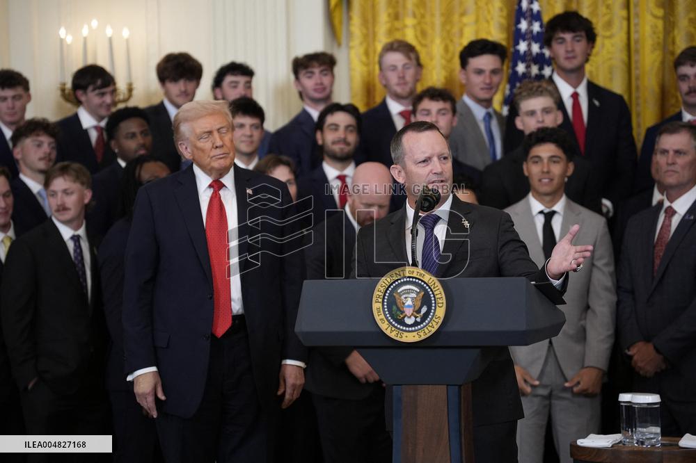 Trump participates in a visit with the LSU and LSU Shreveport Baseball Champions