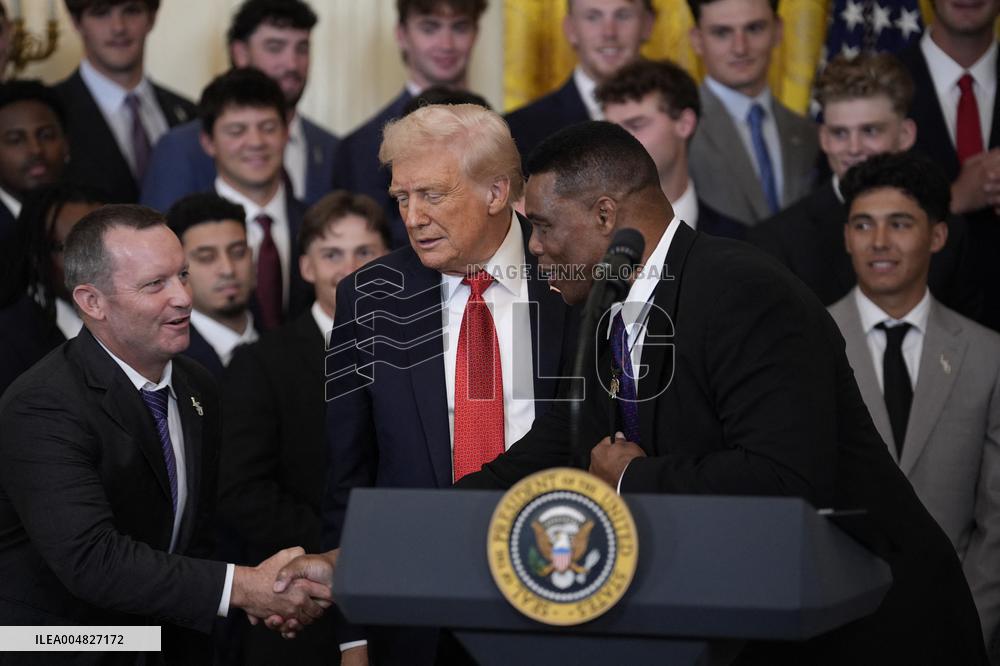 Trump participates in a visit with the LSU and LSU Shreveport Baseball Champions