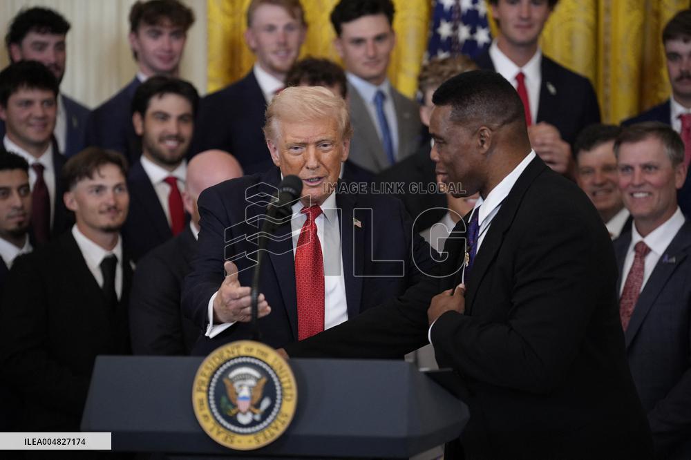 Trump participates in a visit with the LSU and LSU Shreveport Baseball Champions