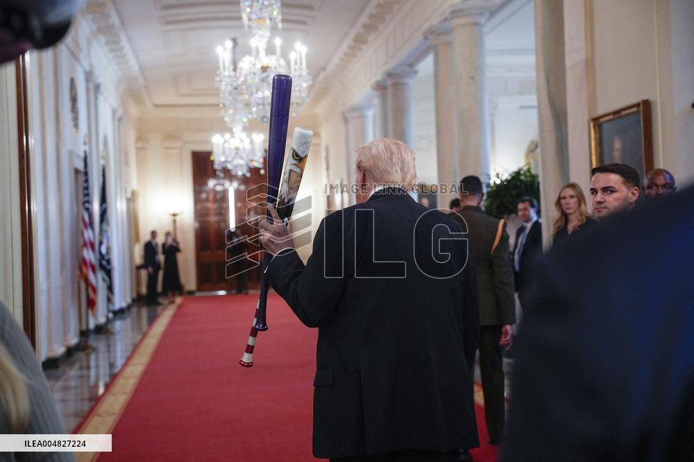 Trump participates in a visit with the LSU and LSU Shreveport Baseball Champions