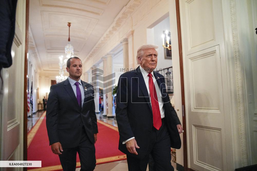 Trump participates in a visit with the LSU and LSU Shreveport Baseball Champions