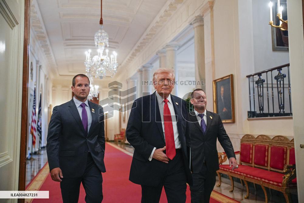 Trump participates in a visit with the LSU and LSU Shreveport Baseball Champions