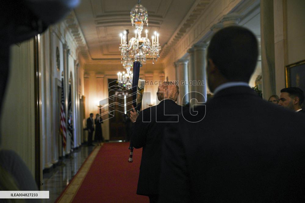 Trump participates in a visit with the LSU and LSU Shreveport Baseball Champions