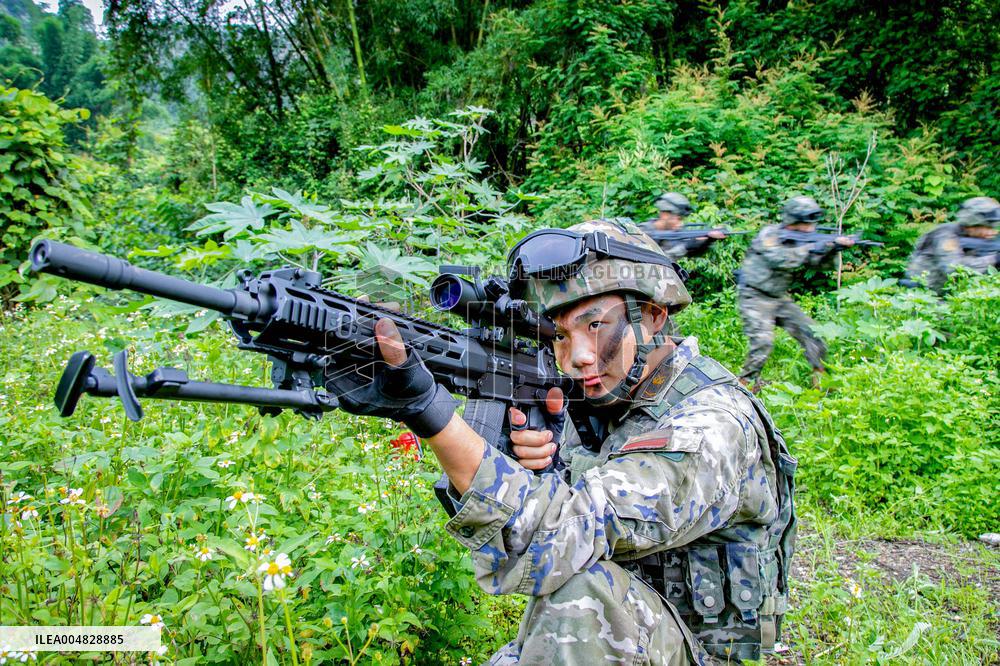 Armed Police Officers And Soldiers  Conduct Drills