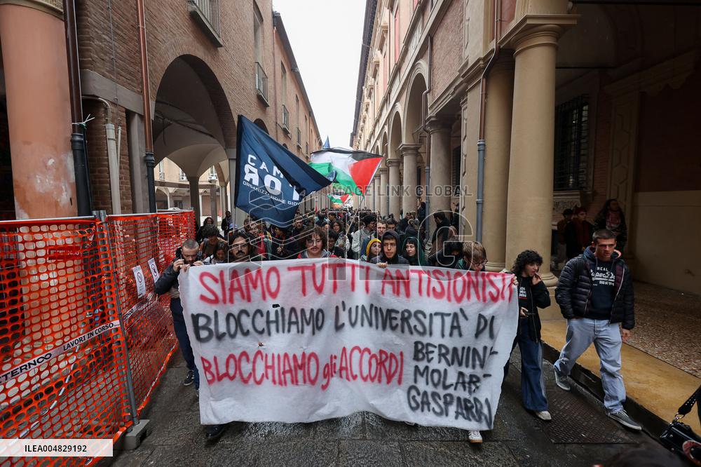 Protests Against Relations Between Israel and The University of Bologna - Italy