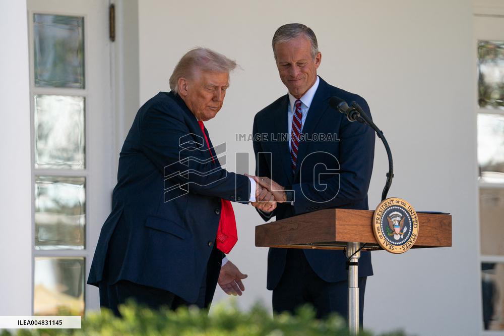 President Trump At Lunch With Republican Senators In The Rose Garden - DC