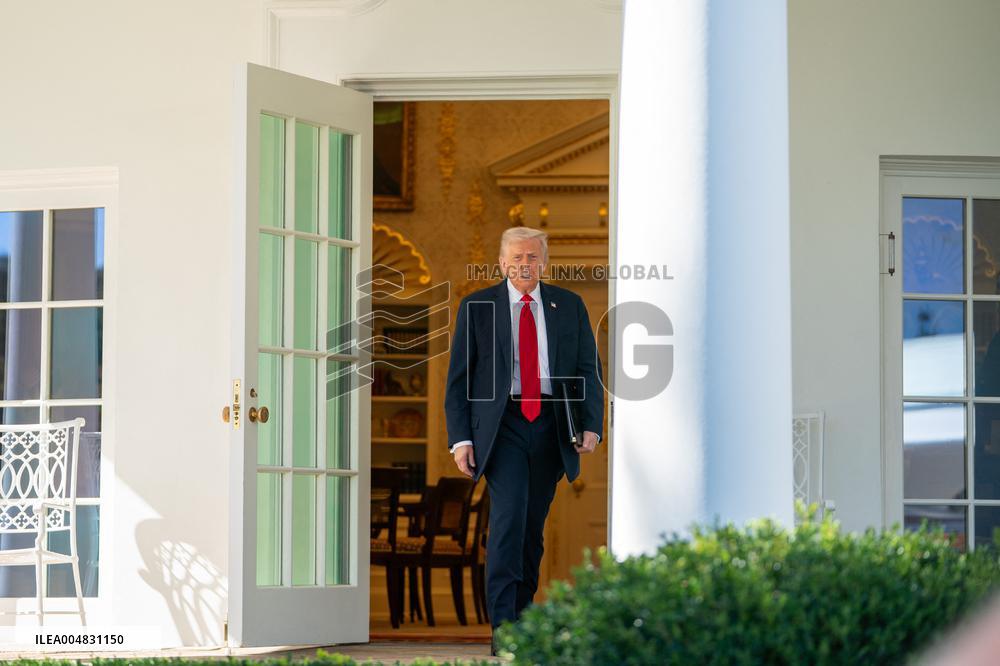President Trump At Lunch With Republican Senators In The Rose Garden - DC