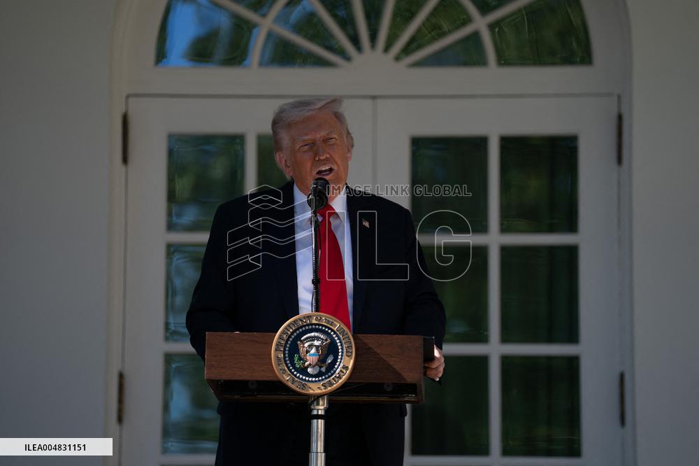 President Trump At Lunch With Republican Senators In The Rose Garden - DC